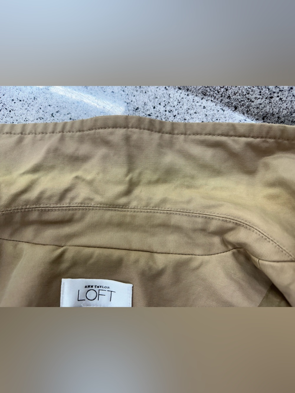 Ann Taylor LOFT Trench Coat Jacket Size 12 Tan Khaki Lightweight Classic - Picture 10 of 12